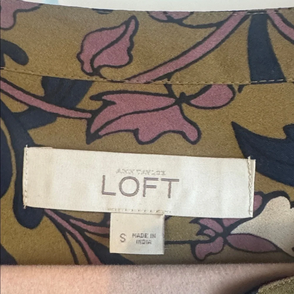 LOFT Women's Long Sleeve Dress - Olive and Black Floral